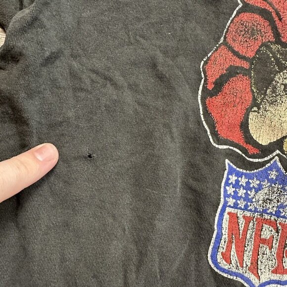 Vintage 90s Budweiser NFL Distressed T Shirt Size XL Black C.G.W 1993 - Picture 5 of 11